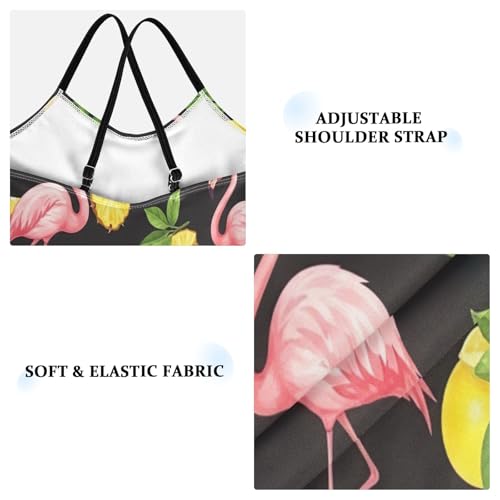 Girl Bathing Suits 3-10 Y Beach Bathing Suits Girls, Tropical Pineapples Flamingos Black3