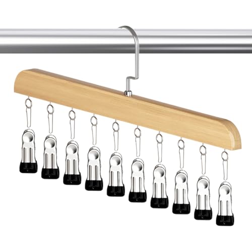 Organiseur de leggings - Penderie à suspendre | Support antidérapant peu encombrant avec 10 clips, suspension réglable pour chambre à coucher, dortoir,...