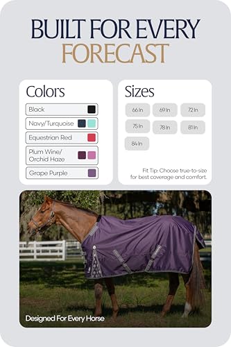 Image of Equinavia Norse Horse Blanket Waterproof, Dry, Lightweight Turnout Blanket | Breathable Turnout Horse Sheets for Real Horses for Wet Mild Weather Use, Durable, No Fill Rain Protection, Outdoor Coverage