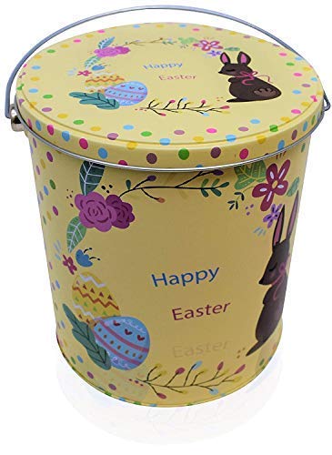Easter Snack Gift Tin Basket - Easter Candy, Gummy, Eggs, Easter Chocolates - Great Easter Care Package for Family, Friends, Kids, Coworkers - Yellow Tin