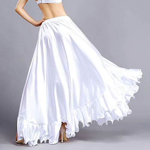 Royal Smeela Belly Dance Costume For Women Belly Dancing Skirts Slit Ruffle Maxi Skirt Dance Dress Bellydance Dancer Outfit White #TOP4