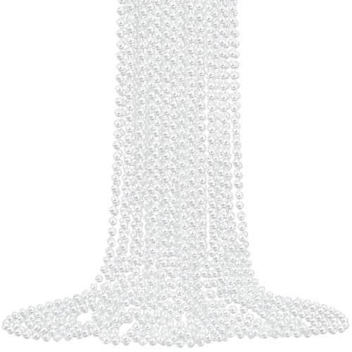 12 Pack Faux Pearl Necklace Bulk Long Pearl Women's Jewelry 1920s White Pearl Party Favors Wedding Bridal Shower Tea Birthday Decorations
