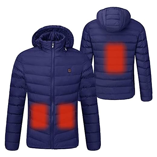 Sidiou Group Chaqueta térmica USB Sudadera Ajustable de Temperatura Chaqueta de algodón(El Embalaje no Incluye Power Bank) (Azul, XS)