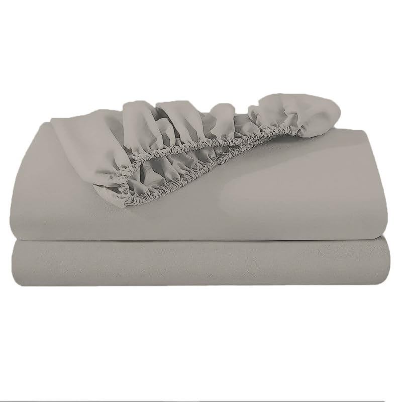 Fit Even Bedding Fitted Sheet - Deep Pocket 25cm, Easy Care, Percale, Soft Brushed Polycotton Fabric, Shrinkage and Fade Resistant (Double, Beige)