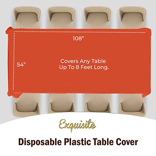 Image of Party Solids Orange Rectangular Plastic Tablecloth - 54x108 Inch, Pack of 24