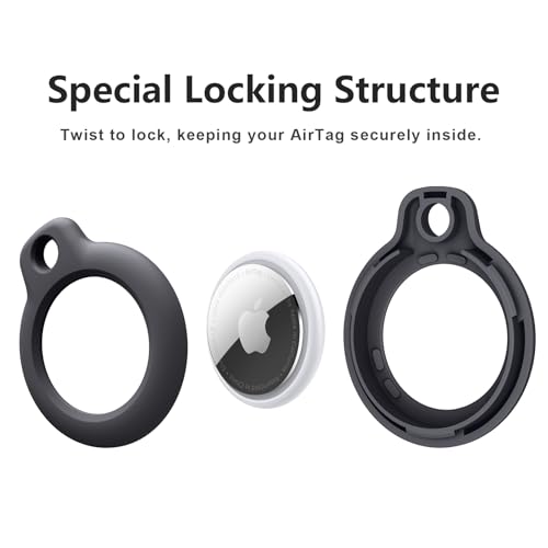 Wanme Hülle für Apple AirTag Schlüsselanhänger, Tragbar Keyring Abdeckung, Schutzhülle für AirTag Case Tracker (Schwarz) – Bild 4