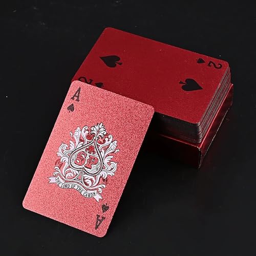 syiyunran Kunststoff Wasserdicht Spielkarten - Roter Drache Muster Kartendeck 1 Deck, Abmessungen 5,7 x 8,7 cm, Goldfolie Kreative Karte Kartenspiel Gesicht Gefrostet Poker Pokerkarten – Bild 7