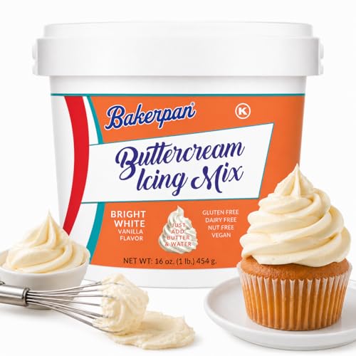 Bakerpan Buttercream Frosting for Cake Decorating, Buttercream Icing Mix for Cupcakes and Cakes, Vanilla Frosting Mix - 1 Pound (Made in USA)