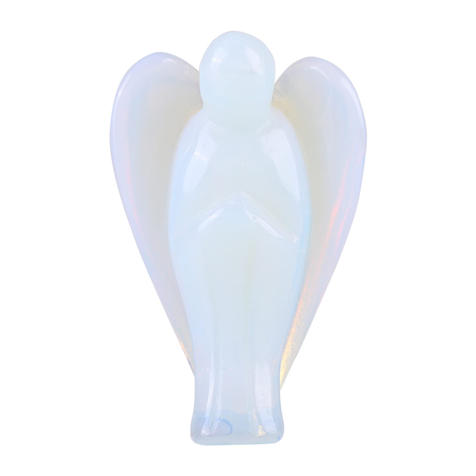 Angels Figurines, Crystal Angel Figurines, Guardian Angel Statue, Mini Gemstone Angel Moonstone Carved for Love, Peace, Crystal Healing Stone Gift(Opal Angels)