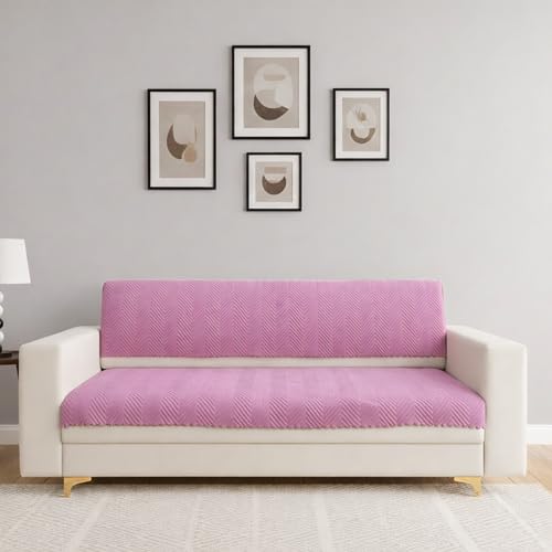 Image of Homerz Premium Velvet Sofa Cover Panel | Soft & Velvety Fabric | Rich Vibrant Colours | Sofa Protector for Living Room (Onion, 5 (3+2) Seater, Seat Cover with Backrest)