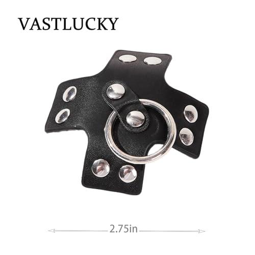 VASTLUCKY Black Leather Nipple Cover Reusable Pasties Punk Silver Metal Nipple Ring Breast Petals for Women3