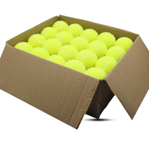 SHYUJAJIE Pelotas de tenis, paquete de 40 pelotas de tenis de entrenamiento, tenis de alta elasticidad para principiantes, pelotas de ejercicio para perros y mascotas (amarillo)