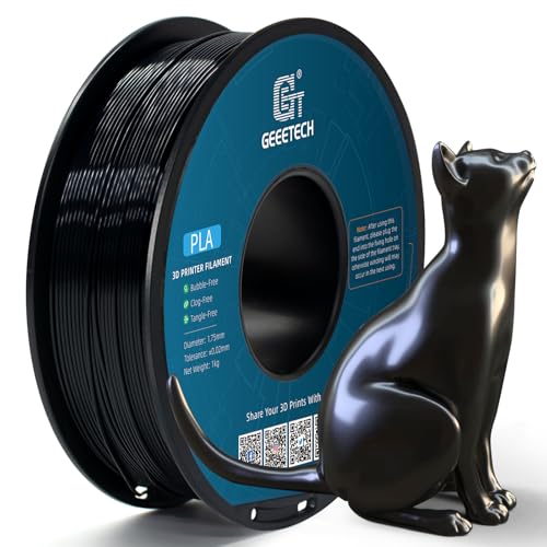 Image of Geeetech Silk PLA Filament 1.75mm for 3D Printer, Metal-Like Shiny 3D Filament 1kg (2.2lbs) 1 Spool, Dimensional Accuracy + /- 0.02 mm, Silk Black