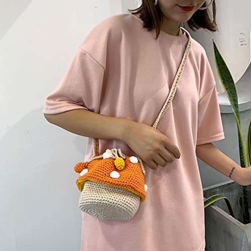 Women Fashion Knit Mushroom Hit Color Shoulder Bag Crossbody Bags Female Casual Purse Shoulder Bag, Green4