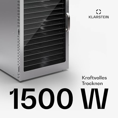 Klarstein Dörrgerät, Dörrautomat für Gemüse, Obst, Pilze & Fleisch, 1500W Edelstahl-Dörrautomat, Trockenautomat mit 16 Metallgitter, Dörrgerät mit 24H Timer & Touch-Display, Food Dehydrator – Bild 3
