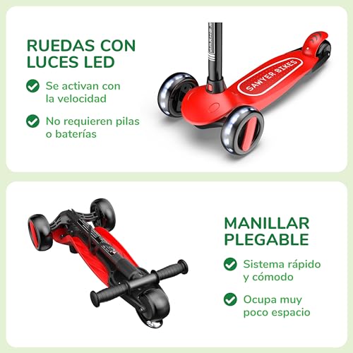 Variante de Sawyer Bikes patinete niño ajustable Rojo 2–8 años