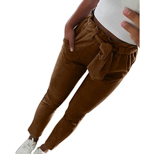 Pantalones de harén de Cintura Alta para Mujeres Pantalones de Cintura para Mujer Bowtie elásticos, Ba Zha Hei, Pantalones Cortos de Pants Women Bowtie Elastic Waist Casual Pants