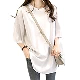 [newNE] ゆったり Uネック Tシャツ カットソー てぃーしゃつ t シャツ トップス 大きめ 大人 大人用 仕事 春夏 夏用 夏 春夏用 シンプル アウトドア スポーツ スポーツ リラックス ルーム カジュアル トレーニング トレーニングウェア ランニング オシャレ かわいい 七分 ロング 丈 ホワイト ビッグ 白 1S-W16-WHL