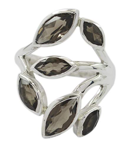 Bague en quartz fumé naturel RIYO argent 925 le cadeau fait main idéal
