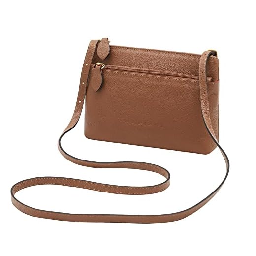 Bolsa Transversal Feminina de Couro Bovino Legítimo c/Alça Ajustável Mariart Ágata (Camel)