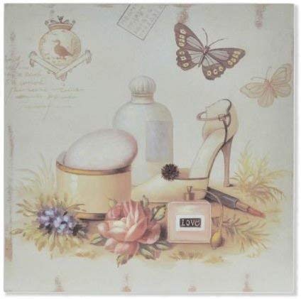 Cadre bois papillon parfum et fleur vintage 30x30 cm M1