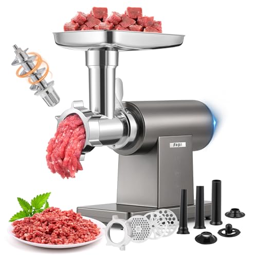 Flyseago Meat Grinder Electric 3200W Heavy Duty Meat Mincer Chopper Machine Touch Control Multifunctional with Cutting Blade 3 Grinding Plates 3 Sausage Stuffers Kubbe Kit for Household&Commercial