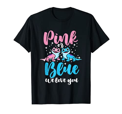 Pink Or Blue We Love You Lizard Gender Reveal Baby Shower T-Shirt, Black