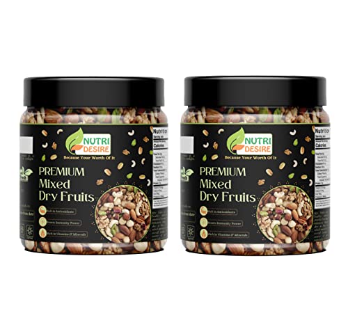 Image of Nutri Desire Mix Dry Fruits Mix Dry Fruits and Nuts 500 gm Pack of 2 of 250 gm [Almonds, Pistachios, Cashew, Kishmish, Apricot, Black Raisins] Healthy Dry Fruits & Nuts [Jar Pack]