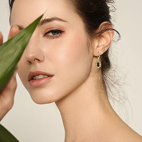 Black Onyx Earrings Sterling Silver 18K Yellow Gold Plated Filigree Boho Dangle Earrings Jewelry Gifts for Women Girls2