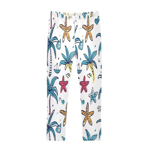 Bolaz Toddler Girls Leggings Printed Yoga Pants Leggings Starfish Coconut Tree for Kids