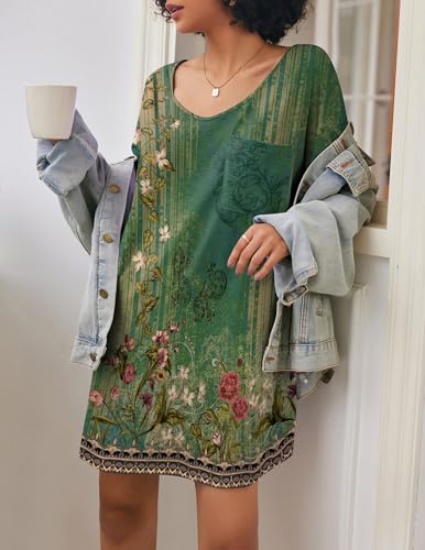Image of Ekouaer Womens Tshirt Nightgown Cotton V Neck Sleepshirts Comfy Casual Nightshirt for Women