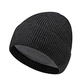 Gorro unisex de punto, corto, moderno, cálido para otoño e invierno, sombrero de pescador con ala abatible., Negro, Talla única