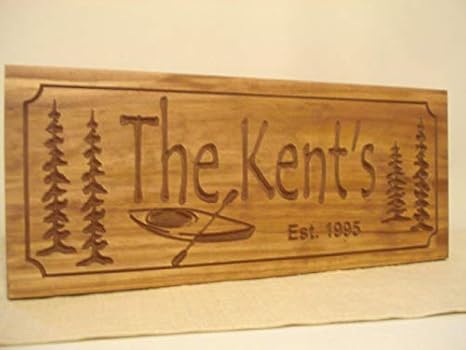 Custom Lake House Signs Kayak Cottage Decor Personalized Cabin Signs Rustic Printed Sign Wooden Printed Sign Personalized Wood Sign Amazon Ca Home