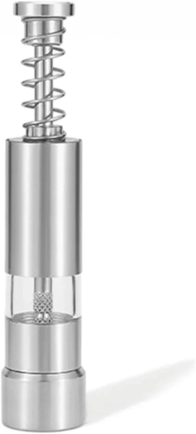 Single‑Hand Mini Manual Thumb Push Salt and Pepper Grinder with Transparent Container