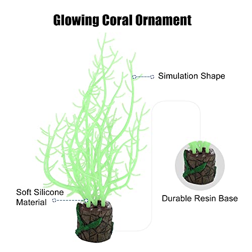 VOCOSTE Silicone Glowing Aquarium Tree Coral, for Fish Tank Green - Image 3