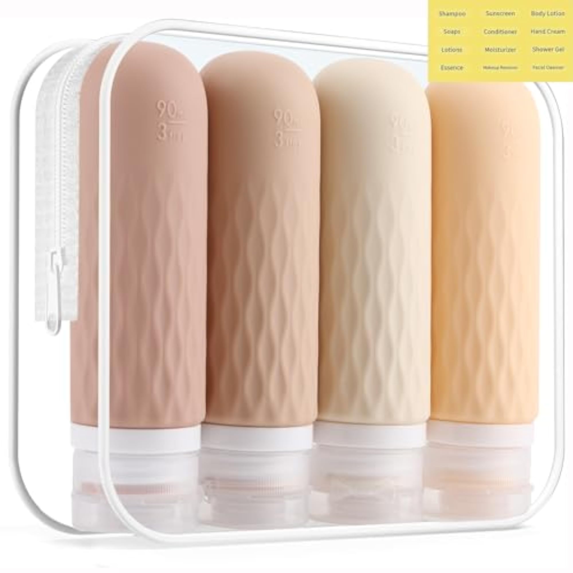 Travel Bottles Kit for Toiletries Organizer, 90ml