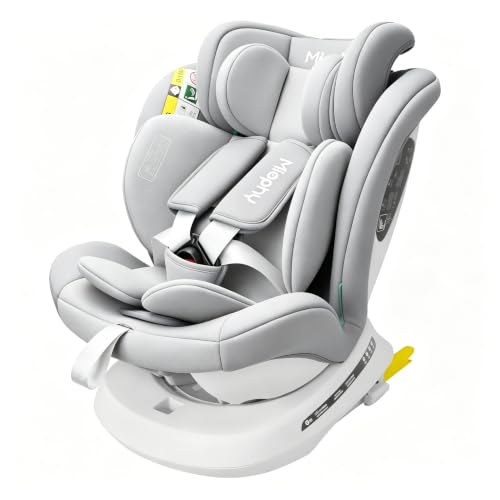 Miophy I-Size 360°drehbar Kindersitz, Gruppe 0+1/2/3, 0-12 Jahre, 40-150 cm, Baby Autositz mit isofix, ECE R129/04 (Beige Light Grey)