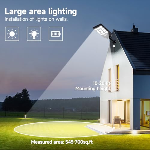 TFKK Solar Lights Outdoor Motion Sensor, 6500K Dusk to Dawn LED Solar Street Light with Remote Control, IP65 Waterproof Solar Flood Lights for Outside Garden Yard,4PCS — view 5