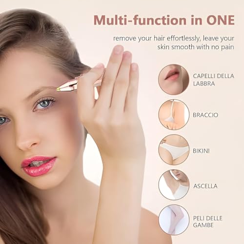 Image of 2-in-1 Portable Eyebrow Trimmer and Facial Hair Remover for Women, Professional Electric Epilator with Built-in LED Light, Painless Precise Eyebrow Shaper for Upper Lip Chin Nose and Body Hair Removal, USB Rechargeable & Travel Friendly Beauty Grooming Kit (Multicolor)