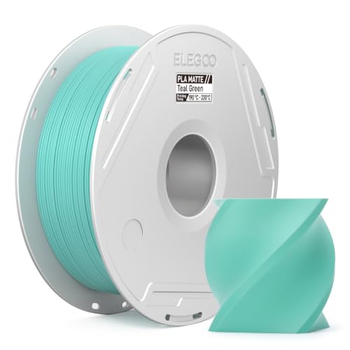 Image of ELEGOO Matte PLA 3D Printer Filament with Reusable Spool,1.75 mm Printing Filament Teal Green1 kg, Dimensional Accuracy + /- 0.02 mm, Compatible with Most 3D Printers