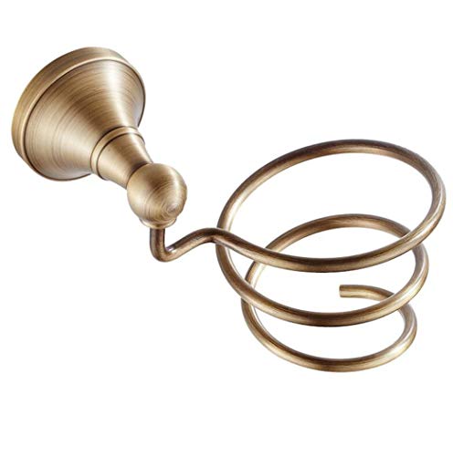 Antike Messing Haartrockner Halter Retro Wandhalterung Fön Halter Spirale Haartrockner Hängen Rack Bad Lagerregal für Schlafzimmer Hotel