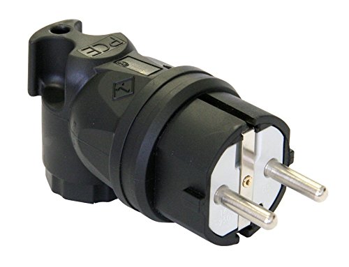 Preisvergleich Produktbild Gummi-Winkelstecker Schuko 16A IP44 schwarz