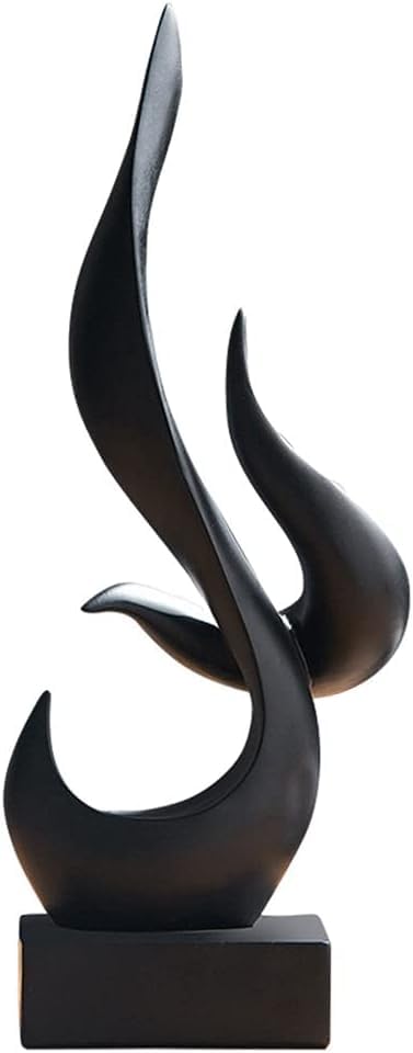 JAMNIK Escultura abstracta de llama, escultura abstracta de resina, estatua minimalista, para decoración del hogar, sala de estar, comedor (negro)
