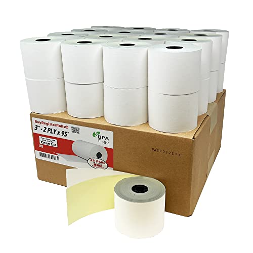 BuyRegisterRolls-Two-Ply-Carbonless-Rolls-3-X-95-Feet-WhiteYellow-32-Rolls-Kitchen-Printer-Paper-Rolls-Required-Sp700-Printer-Ribbon-Or-Printer-Ribbon-ERC-303438