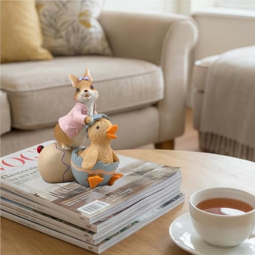 Figura Decorativa Conejo con Pato y Huevo para Jardín miniatura 6