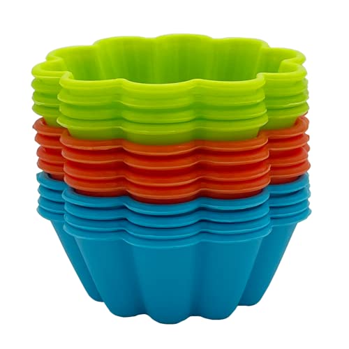12 Pieces Silicone Big Muffin Molds Baking Cups Cupcake Moulds Flower Cup Cake Liners 3Inch #TOP2