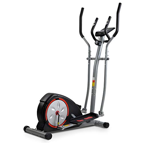 Merax Crosstrainer ellipsentrainer mit LCD-Display und Ger?Test?nder,Magnetbremse,Pulsmessung,8 Stufen Widerstand und bidirektionale Bewegung,Rot