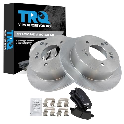 Image of TRQ Rear Brake Pad and Rotor Set Ceramic Solid Rotors
