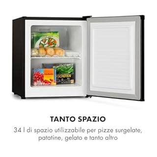 KLARSTEIN Garfield Eco - Congelatore Verticale, Freezer a Cassetti, Congelatore a Cassetti, 34 Litri, 117 kWh/Anno, 2 Livelli, 41, Ripiano Rimovibile, Libera Installazione, Salvaspazio, Nero