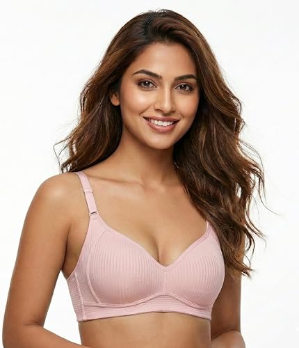 Image of DClub Women's Light Padded Cotton Bra | Wire-Free, Medium Coverage, Sewn-in Bump for Natural Lift. (Pack of 3)